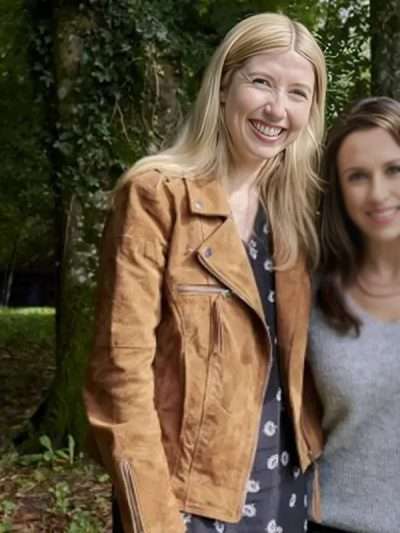 Margot Bennett Christmas at Castle Hart Brown Suede Leather Jacket