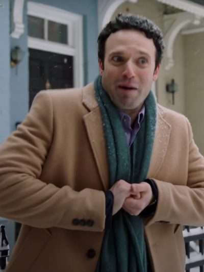 Jake Epstein Sincerely Truly Christmas 2024 Brown Wool Coat
