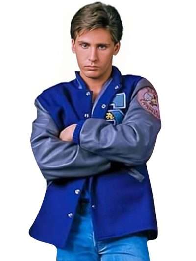 The Breakfast Club (1985) Emilio Estevez Blue and Gray Bomber Jacket