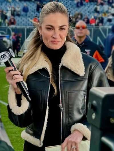 Erin Andrews Black Shearling Leather Jacket