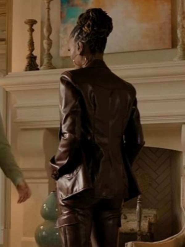 Shanola Hampton Found 2024 Gabi Mosely Brown Leather Blazer
