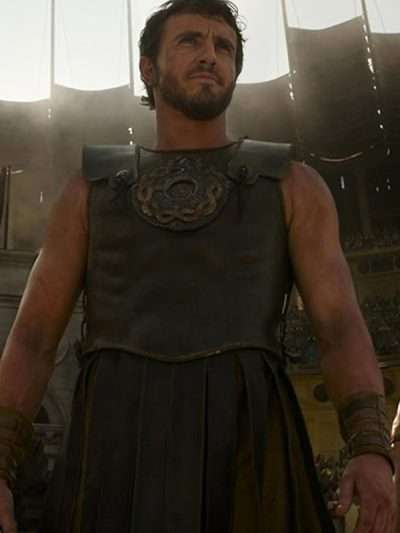 Paul Mescal Gladiator 2 2024 Lucius Black Leather Vest