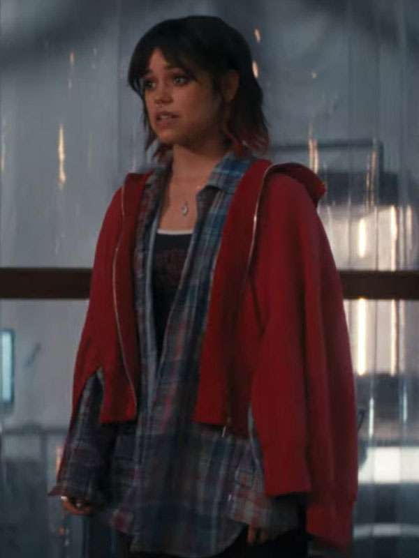 Movie Death of a Unicorn 2025 Jenna Ortega Red Hoodie