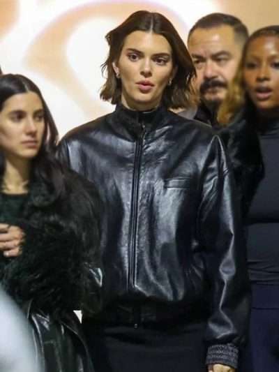 Sabrina Carpenter Concert 2024 Kendall Jenner Black Leather Jacket
