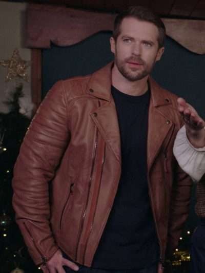 Christmas At Plumhill Manor 2024 Kyle Pryor Brown Leather Jacket