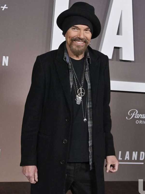 Landman S01 Movie Premiere 2024 Billy Bob Thornton Black Wool Coat
