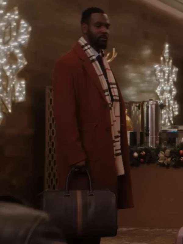 Meet Me Next Christmas Kofi Siriboe Brown Wool Coat