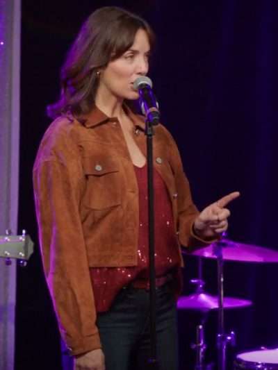 Jingle Bell Love 2024 Michelle Morgan Brown Suede Jacket