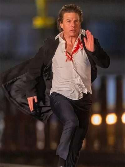 Tom Cruise Mission Impossible 8 Black Wool Coat