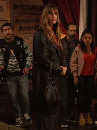 Helga Heino Only Murders in the Building S04 Black Leather Trench Coat