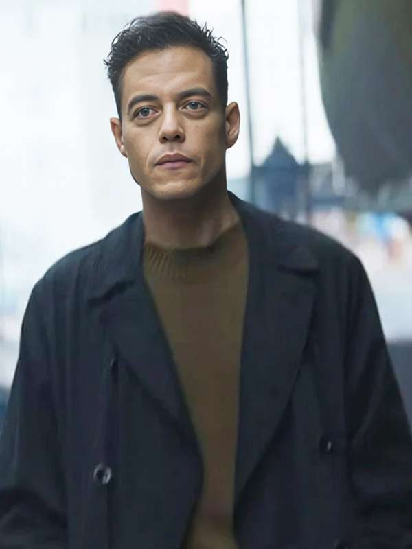 The Amateur 2025 Rami Malek Black Coat
