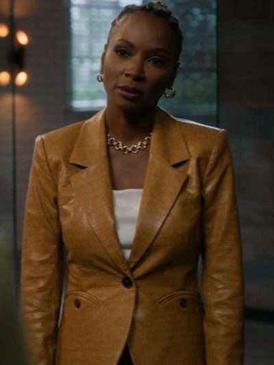 Found S02 Shanola Hampton Brown Leather Blazer