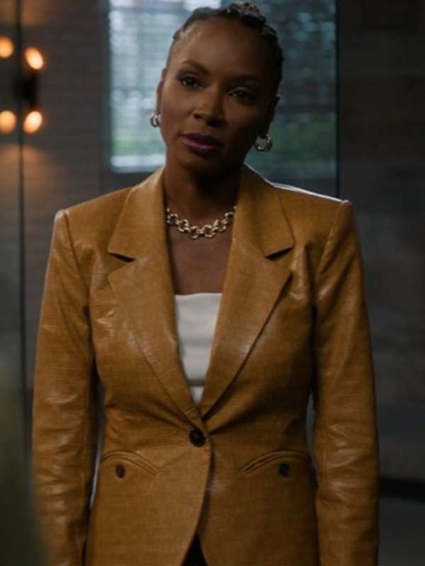 Found S02 Shanola Hampton Brown Leather Blazer