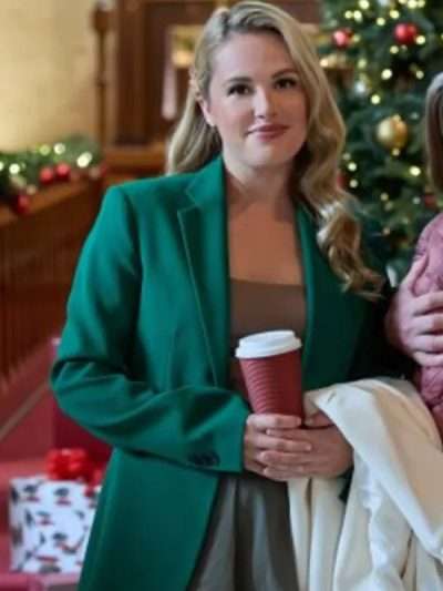 Tina Mitchel Unwrapping Christmas: Tina's Miracle 2024 Green Blazer Coat