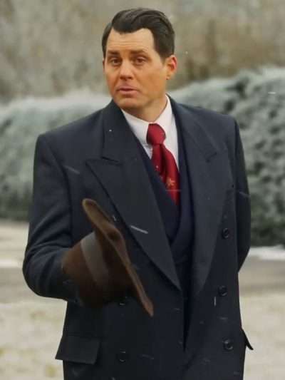 Kristoffer Polaha A Biltmore Christmas 2023 Black Trench Coat