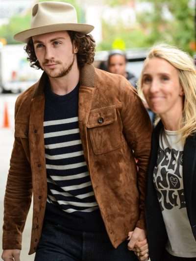 Aaron Taylor-Johnson Fashion Show Suede Leather Jacket