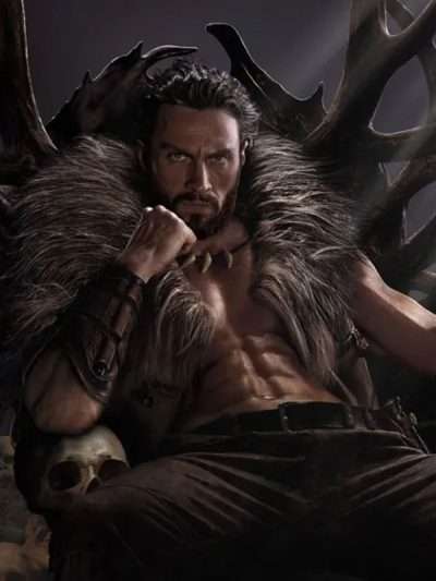 Aaron Taylor-Johnson Kraven the Hunter Brown Fur Vest