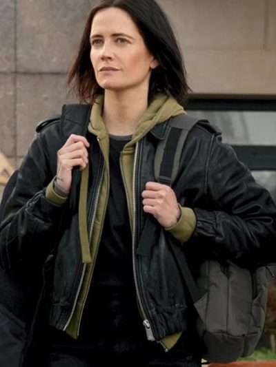 Eva Green Dirty Angels 2024 Black Leather Jacket