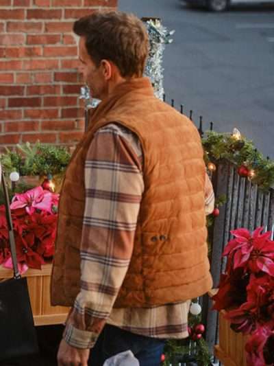 Cameron Mathison Home Sweet Christmas 2024 Brown Puffer Vest