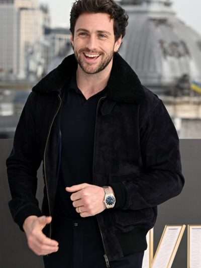 Aaron Taylor-Johnson Kraven the Hunter Black Suede Leather Jacket