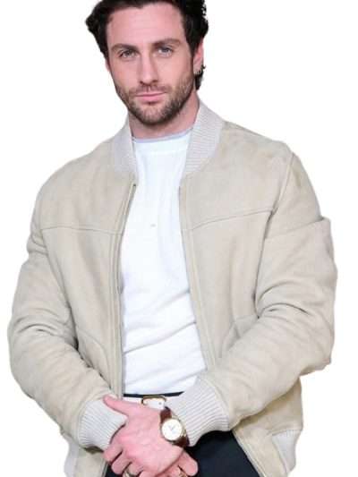 Aaron Taylor-Johnson Kraven the Hunter 2024 Suede Bomber Jacket