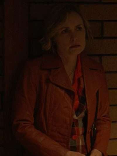 Judy Bissett Last Days of the Space Age Brown Leather Coat
