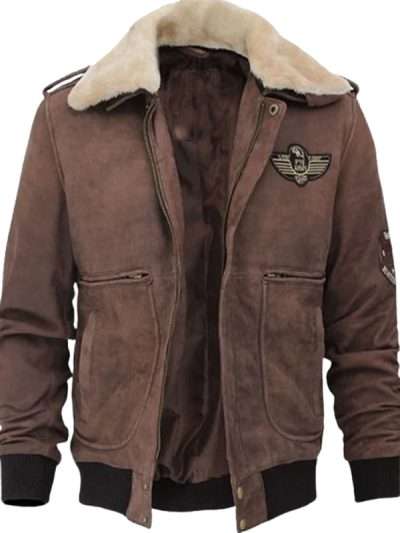 Men Brown Shearling G1 Bomber Jacket