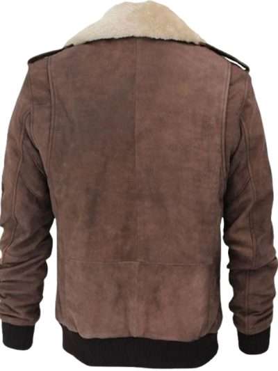 Men Brown Shearling Flight Bomber Leather Jacket