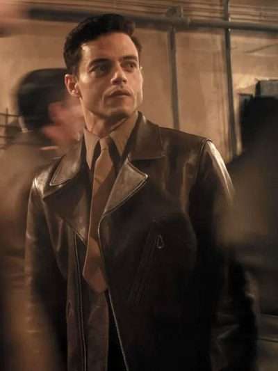 Rami Malek The Amateur 2025 Brown Leather Jacket