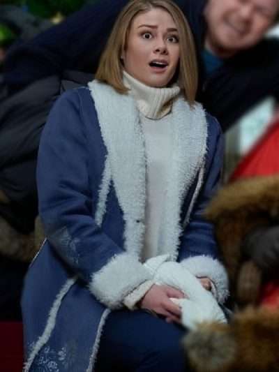 Kim Matula The Finnish Line 2024 Blue Shearling Coat