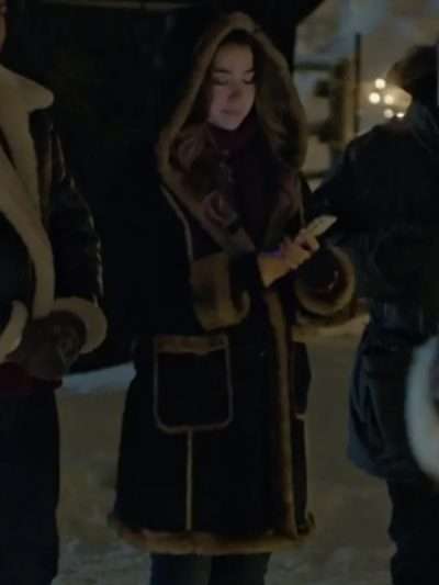 The Finnish Line 2024 Nichole Sakura Black Shearling Hooded Coat