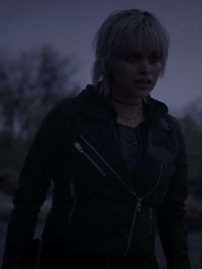 Ellen The Night Agent S01 Black Biker Leather Jacket