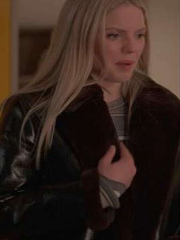 The Sex Lives of College Girls S02 Reneé Rapp Black Leather Peacoat