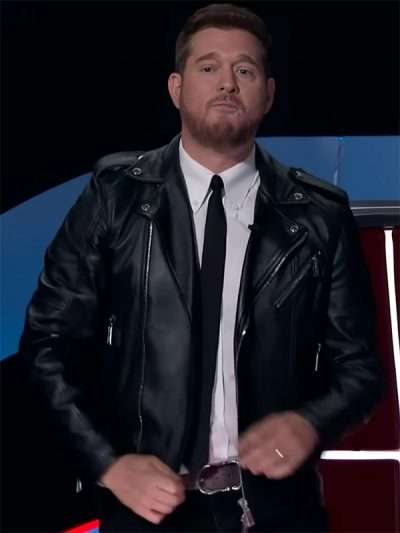 Michael Bublé The Voice S26 Black Leather Jacket