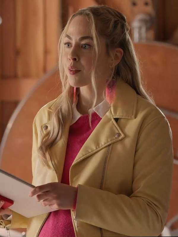 Sarah Dugdale Virgin River 2024 Yellow Leather Jacket
