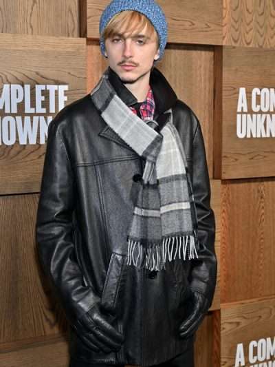 Timothée Chalamet A Complete Unknown Black Leather Jacket