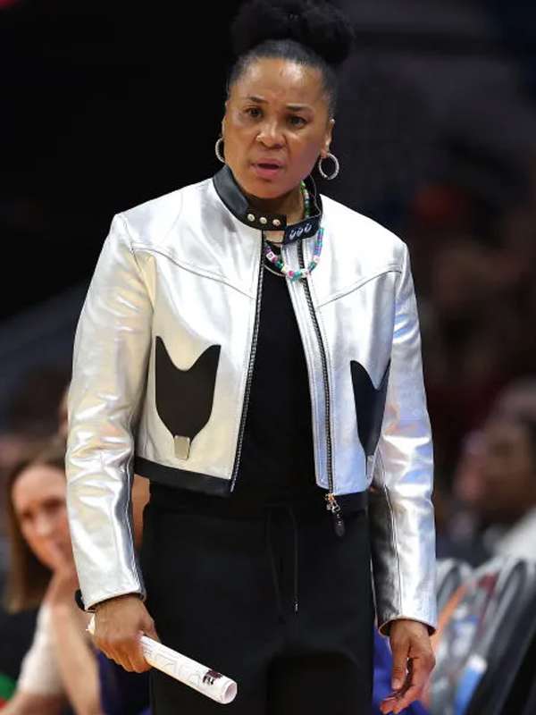 Dawn Staley Silver Leather Biker Jacket