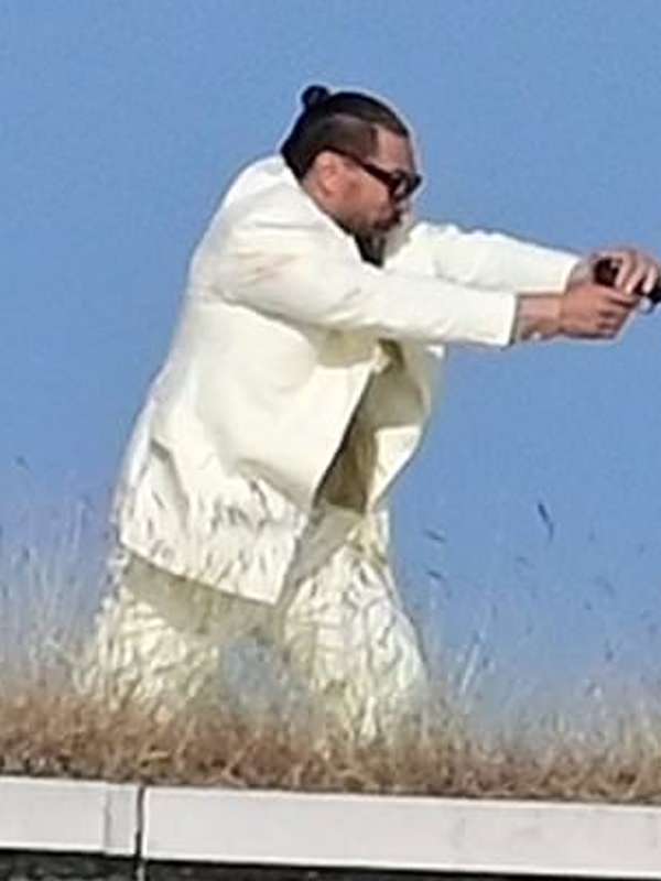 Jason Momoa In the Hand of Dante White Suit