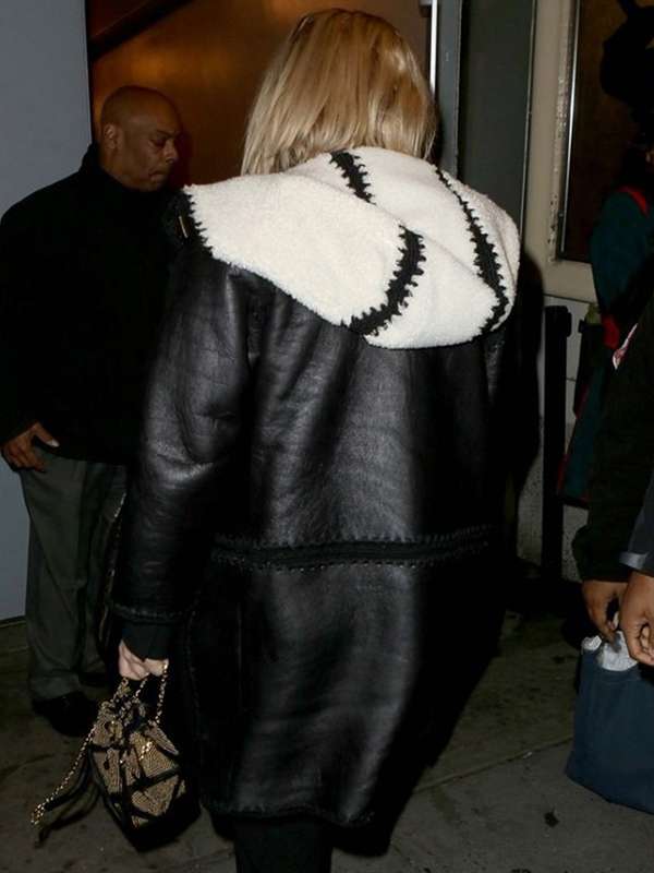 Jennifer Lawrence 2024 Shearling Leather Coat