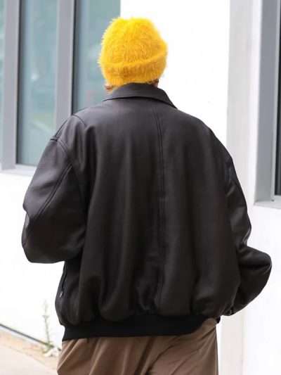 Street Style 2024 Justin Bieber Black Bomber Jacket