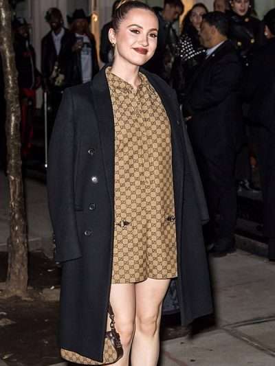 Maude Apatow NYFW 2024 Black Trench Coat