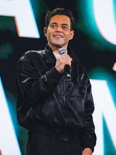 The Amateur 2025 Rami Malek Black Bomber Jacket