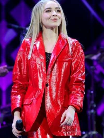Sabrina Carpenter Red Leather Blazer