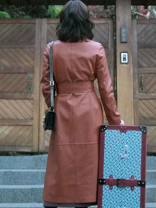 Seo Hyeon-jin The Trunk S01 Brown Leather Trench Coat
