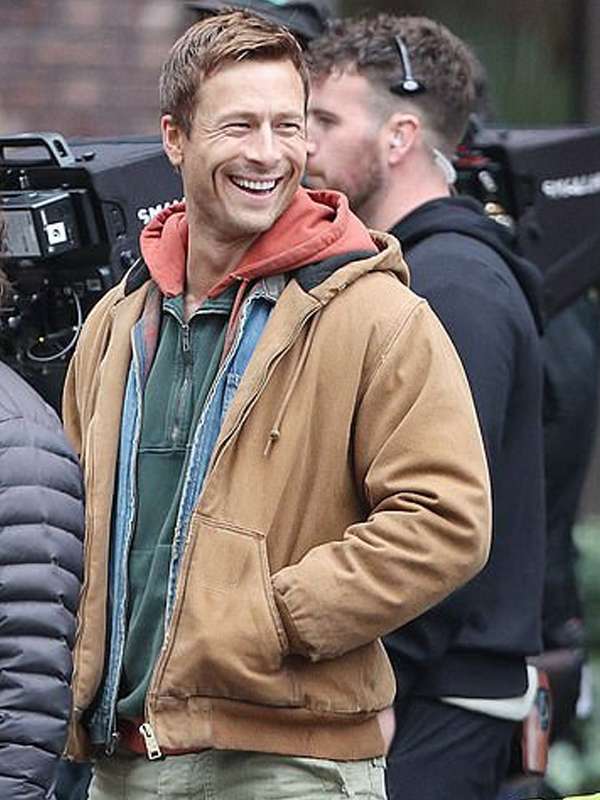 Glen Powell The Running Man 2025 Brown Hooded Jacket