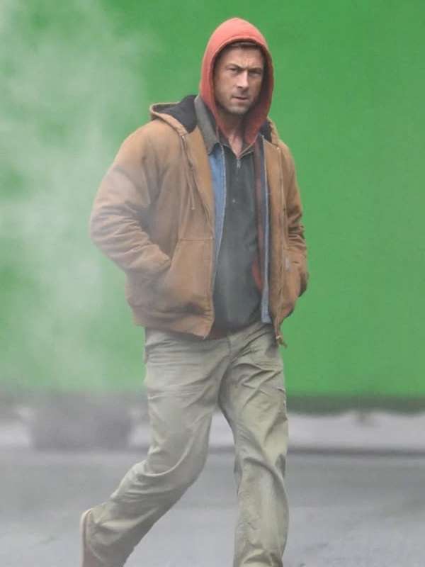 Glen Powell The Running Man Brown Cotton Jacket