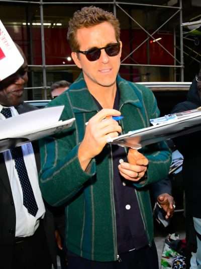 New York City 2025 Ryan Reynolds Green Striped Jacket