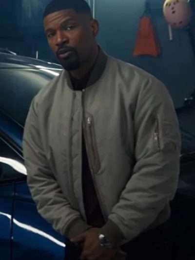 Jamie Foxx Back in Action Grey Bomber Jacket