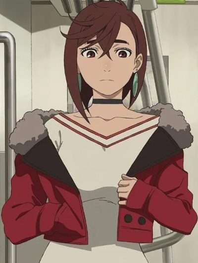 Momo Ayase Dandadan Red Fur Jacket