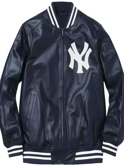 New York Yankees Navy Blue Leather Jacket